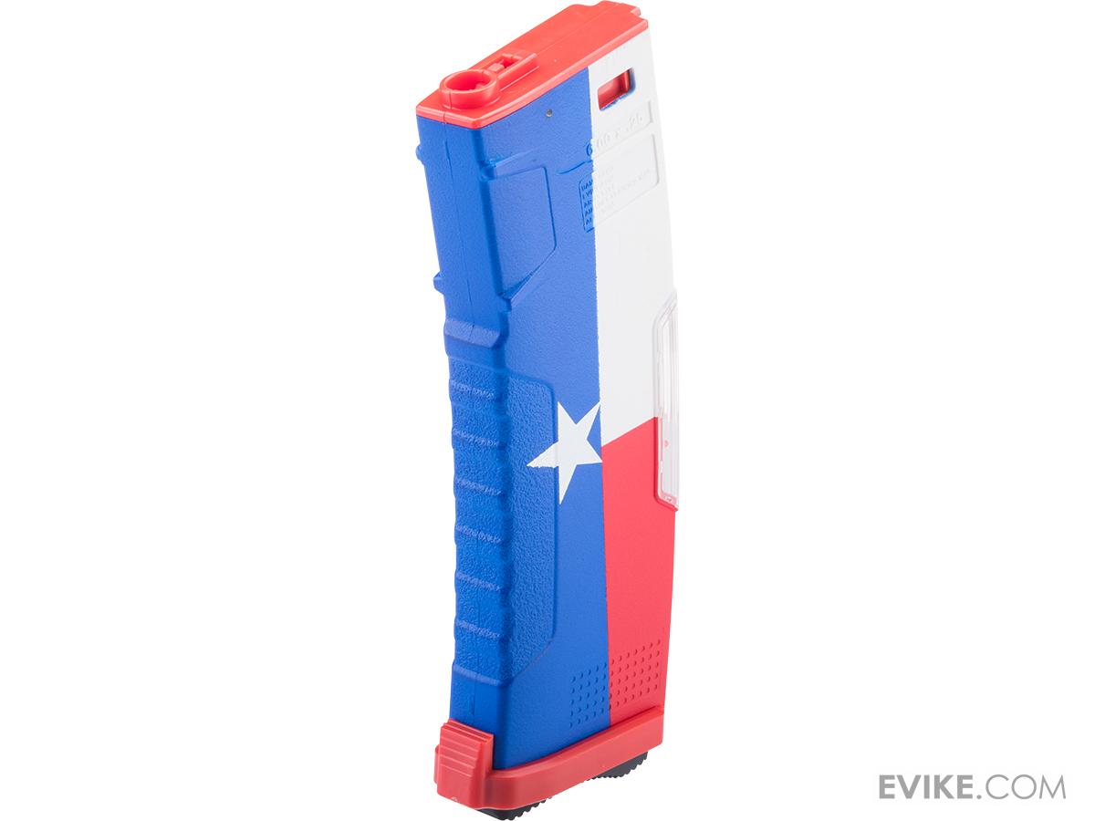 Evike.com BAMF GEN2 Polymer 190rd Mid-Cap Magazine for M4 / M16 Series Airsoft AEG Rifles (Model: Texas Flag / Single Mag)