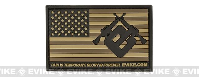 Evike.com US Flag PVC Hook and Loop Patch (Color: Tan / Regular)