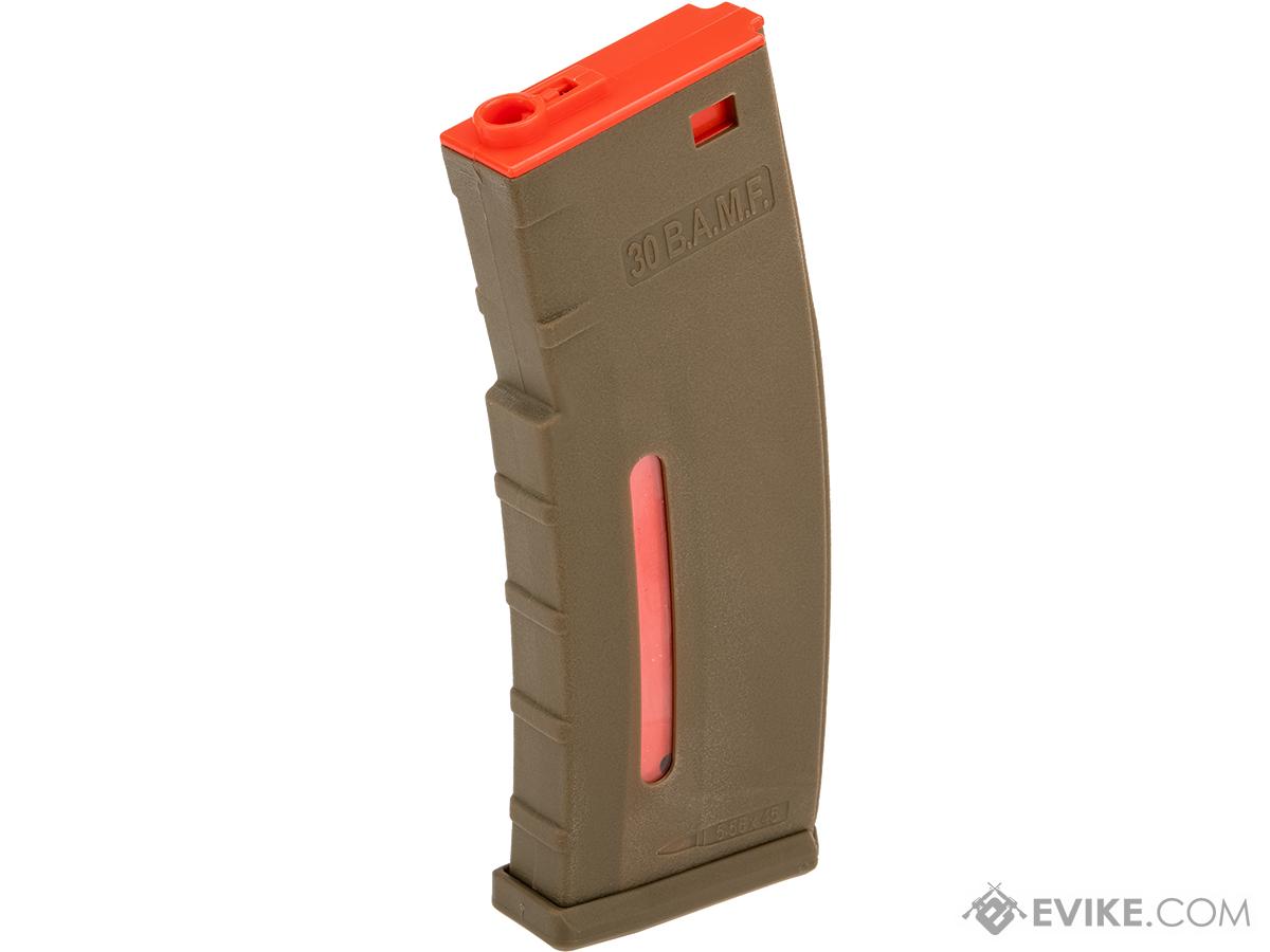 Evike.com BAMF 190rd Polymer Mid-Cap Magazine for M4 / M16 Series Airsoft AEG Rifles (Color: Tan w/ Red / Single Magazine)