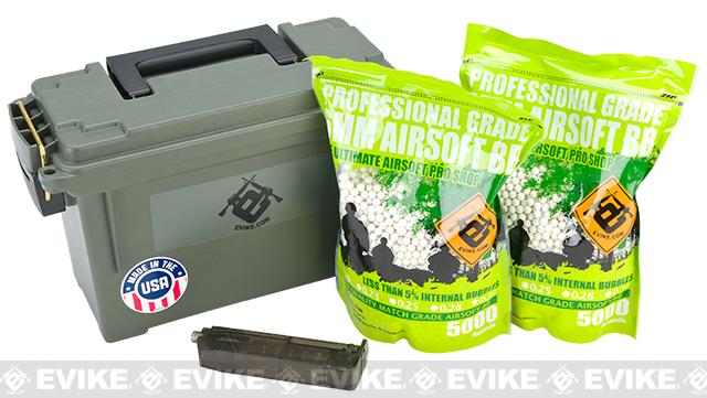 Evike.com Molded Polypropylene Stackable Ammo Can (Made in USA) BB Resupply Kit - (QTY: 10,000 Rounds / 0.25g)