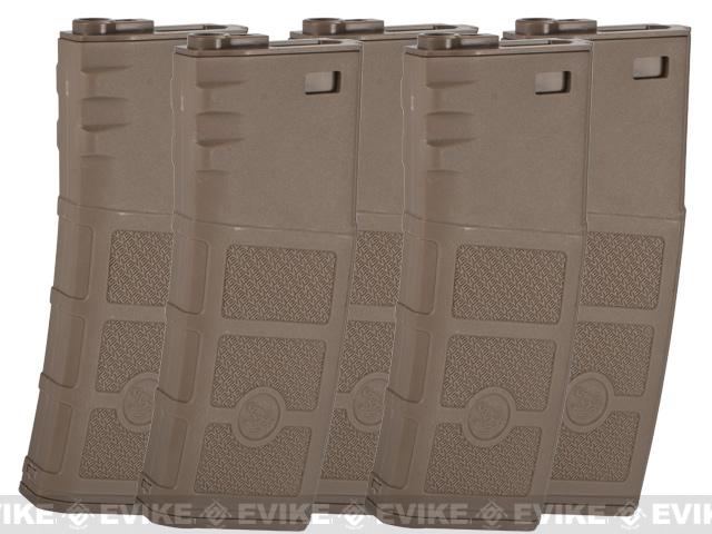 Evike High RPS Polymer Training Magazine w/ EV Texturing for M4 Airsoft AEG Rifles (Type: 360rd Hi-Cap / Dark Earth / 5-Pack)