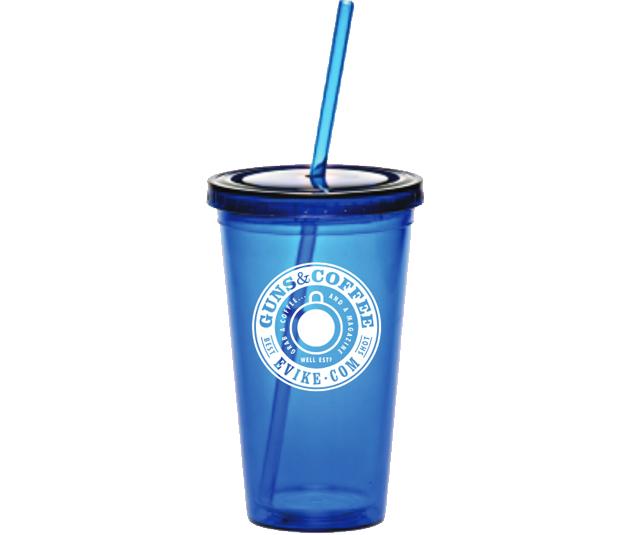 Guns & Coffee 16 Oz. Double Walled Acrylic Personal Tumbler Cup with Acrylic Straw
