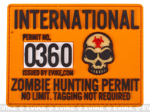 Zombie Hunting Permit PVC Hook & Loop Patch, Tactical