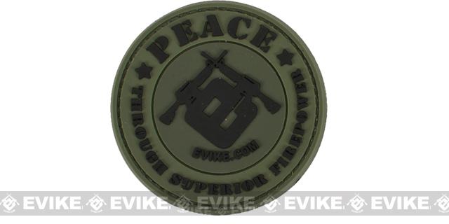 Evike.com Peace Through Superior Firepower PVC Morale Patch (Color: OD Green)