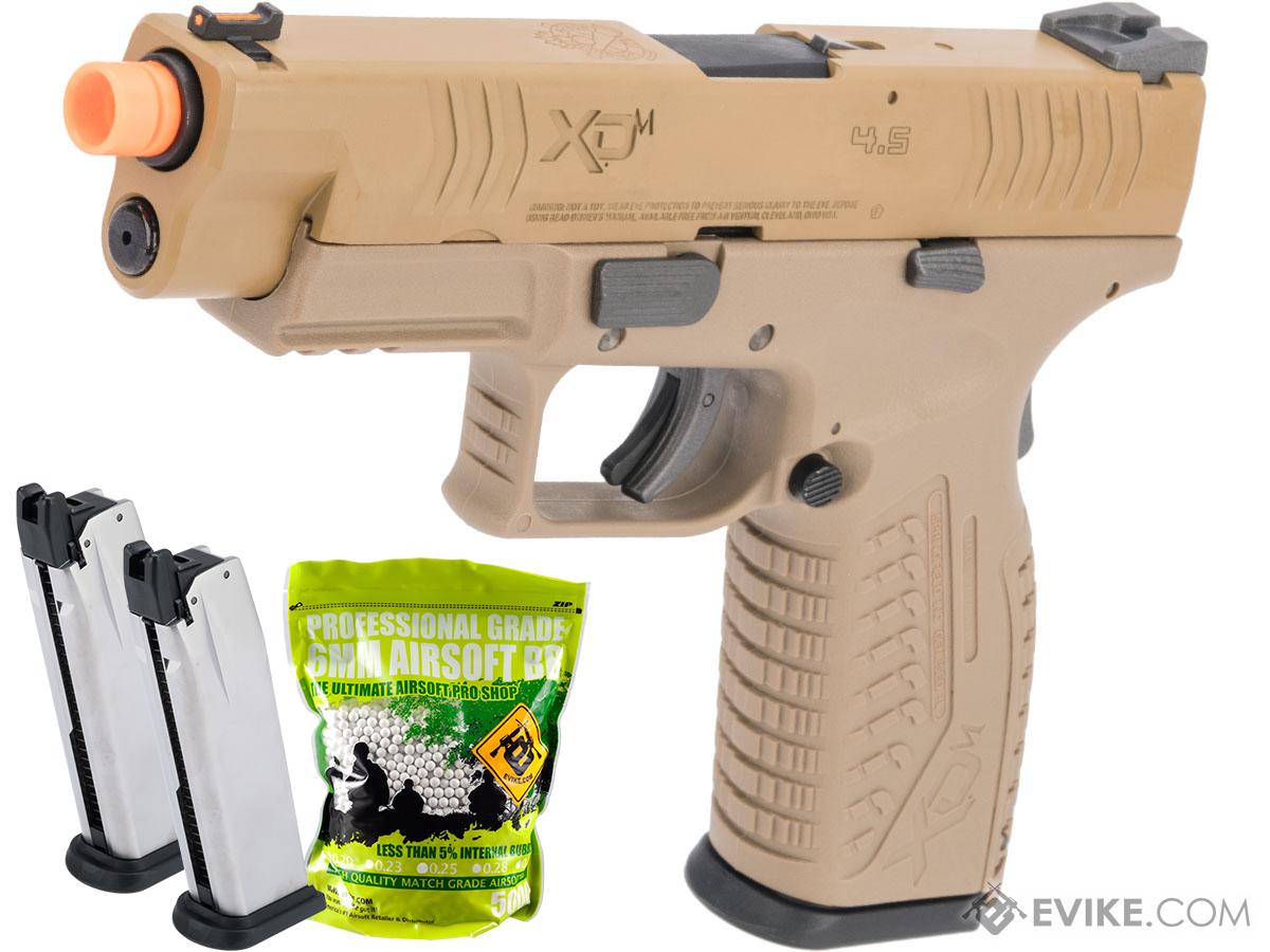 Evike Exclusive Springfield Armory Licensed XDM Gas Blowback Airsoft Training Pistol (Model: 4.5 Duty / FDE / Reload Package)