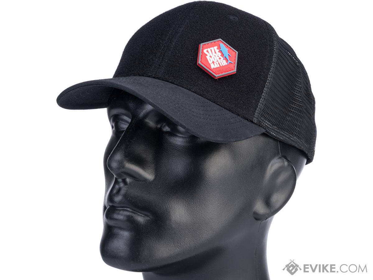 Evike.com Patch Panel Mesh Adjustable Tactical Ball Cap (Color: Black / Size Does Matter Patch Package)