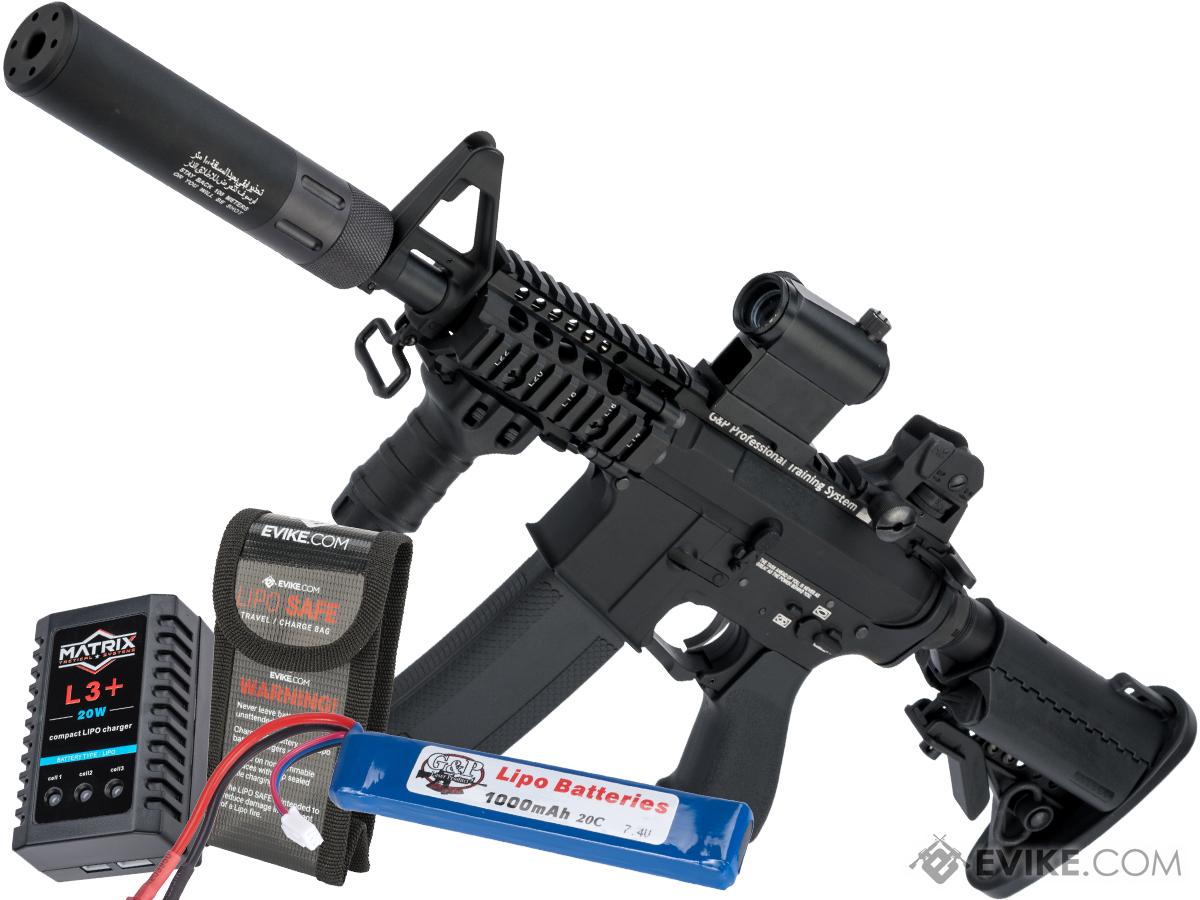 Evike.com G&P Rapid Fire II Airsoft AEG Rifle w/ QD Barrel Extension - Blank Receiver (Package: Black + Battery/Charger)