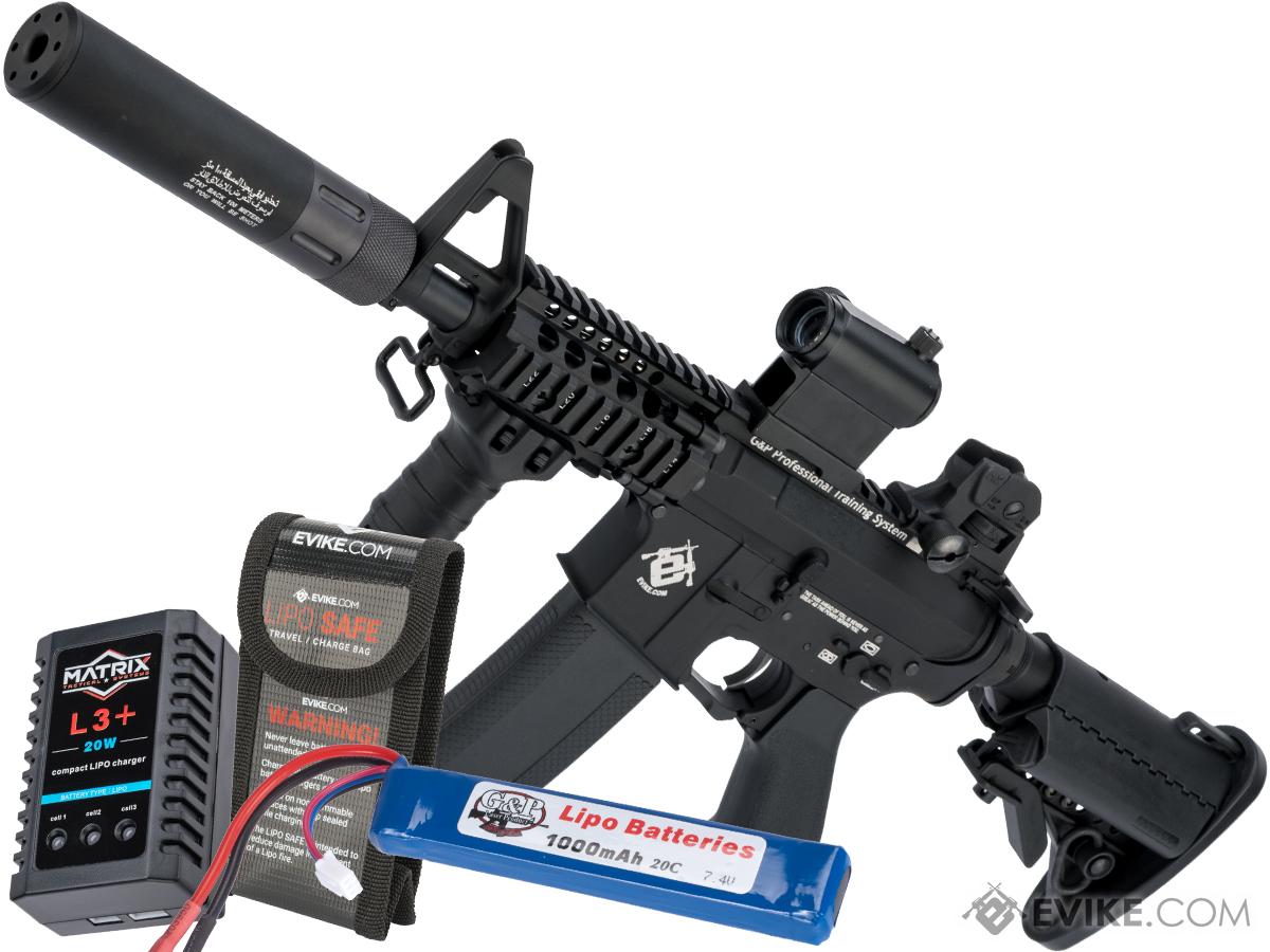 Evike.com G&P Rapid Fire II Airsoft AEG Rifle w/ QD Barrel Extension (Package: Black / Evike + Battery/Charger)
