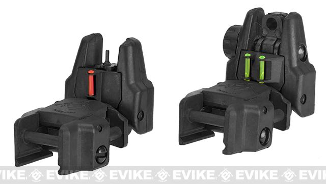 Dual-Profile Rhino Fiber Optic Flip-up Rifle / SMG Sight by Evike (Color: Black)