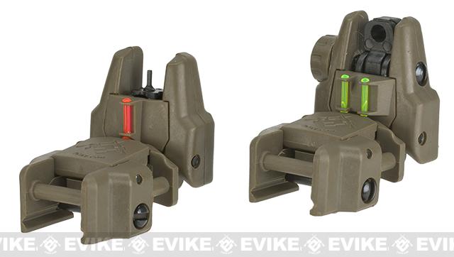 Dual-Profile Rhino Fiber Optic Flip-up Rifle / SMG Sight by Evike (Color: Dark Earth)