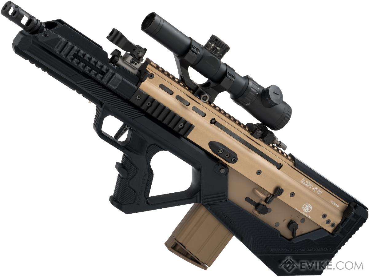 Evike.com Custom WE-Tech MK17 Gas Blowback Airsoft Rifle with SRU SCAR-H Bullpup Conversion Kit (Color: Black / Tan)