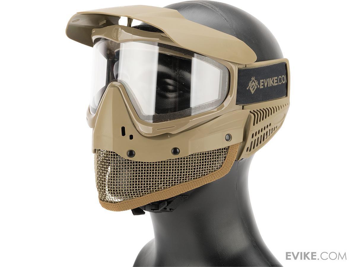 Evike Tippmann Tactical Mesh Full Seal Airsoft Mask with Fog Resistant Thermal Lens (Color: Desert Tan)
