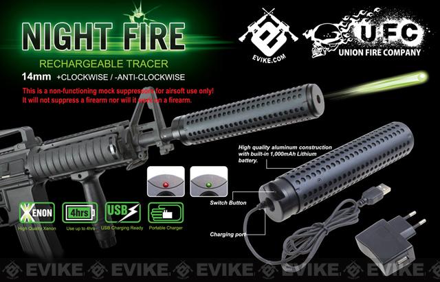 Evike Night Fire Dual Sensor Airsoft Auto Tracer / Mock Silencer Barrel Extension (Thread: Negative)