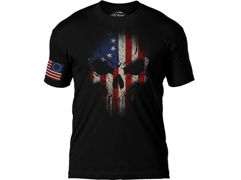 7.62 Designs Skull Battlespace Premium Men's Patriotic T-Shirt (Size: Betsy Ross / Small)