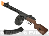 6mmProShop PPSh-41 Steel Bodied Electric Blow Back EBB Airsoft AEG Submachine Gun w/ Drum & Stick Magazines