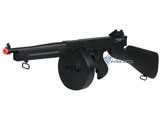 SoftAir Licensed Black Thompson M1A1 Tommy Gun Airsoft AEG Rifle - ABS Gearbox / Imitation Wood