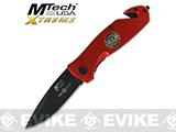 M-Tech Xtreme Tactical Folding Rescue Knife - Firefighter Red