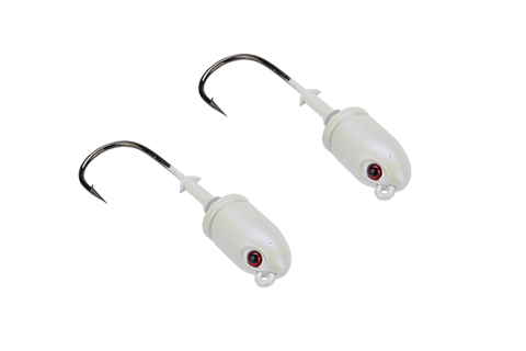 Mustad Bullet Head 1.5 OZ 1X Strong - Pack of 2 (Color: White UV with Red Eyes / Size 7 /0)