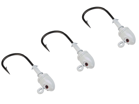Mustad Bullet Head 3/8 OZ 2X Strong - Pack of 3 (Color: White UV with Red Eyes / Size 4/0)