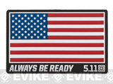 5.11 Tactical US Flag - Always Be Ready PVC Hoo & Loop Morale Patch (Color: Red, White, & Blue)