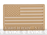 5.11 Tactical US Flag - Always Be Ready PVC Hook and Loop Morale Patch (Color: Sand)