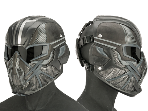 Evike.com R-Custom Fiberglass  Viper Full Face Mask with Grey Lens (Color: Silver and Black)