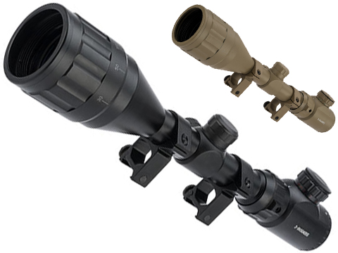 UFC 3-9X50 AOEG Illuminated Variable Zoom Rifle Scope with Scope Rings (Color: Black)