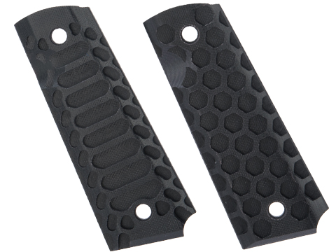 Angel Custom CNC G10 M1911 Pistol Grip Set for 1911 Gas Blowback Pistols (Model: Cobra / Carbon Black)