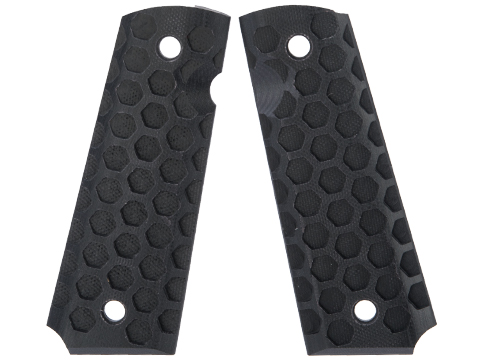 Angel Custom CNC G10 M1911 Pistol Grip Set for 1911 Gas Blowback Pistols (Model: Hive / Carbon Black)