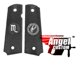 Angel Custom CNC Machined Tac-Glove Zodiac Grips for Tokyo Marui/KWA/Western Arms 1911 Series Airsoft Pistols - Black (Sign: Scorpio)