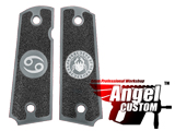 Angel Custom CNC Machined Tac-Glove Universal Grips for 1911 Series Pistols (Color: Dark Grey / Cancer)