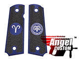 Angel Custom CNC Machined Tac-Glove Zodiac Grips for WE-Tech 1911 Series Airsoft Pistols - Navy Blue (Sign: Aries)