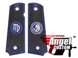 Angel Custom CNC Machined Tac-Glove Zodiac Grips for WE-Tech 1911 Series Airsoft Pistols - Navy Blue (Sign: Virgo)