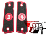 Angel Custom CNC Machined Tac-Glove Zodiac Grips for WE-Tech 1911 Series Airsoft Pistols - Red (Sign: Gemini)