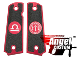 Angel Custom CNC Machined Tac-Glove Zodiac Grips for WE-Tech 1911 Series Airsoft Pistols - Red (Sign: Libra)