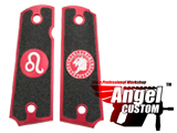 Angel Custom CNC Machined Tac-Glove Zodiac Grips for WE-Tech 1911 Series Airsoft Pistols - Red (Sign: Leo)