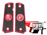 Angel Custom CNC Machined Tac-Glove Zodiac Grips for WE-Tech 1911 Series Airsoft Pistols - Red (Sign: Scorpio)