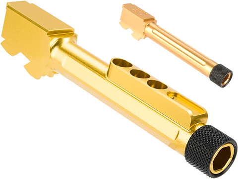 Angel Custom CNC Aluminum Outer Barrel for KWA ATP Series Airsoft GBB Pistols (Model: Fluted Gold)
