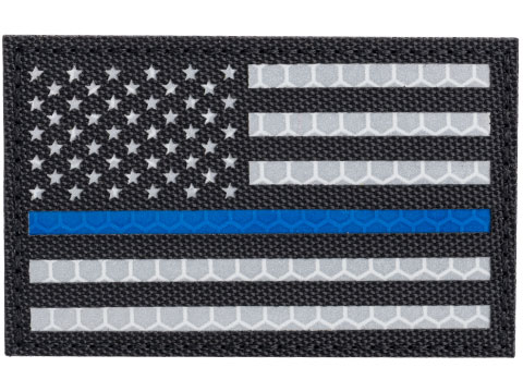 Matrix Reflective US Flag Patch w/ Nylon Bordering (Color: Black Thin Blue Line / Left)