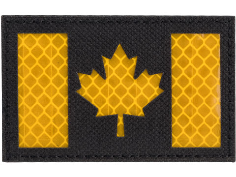 Matrix Reflective Canada Flag Patch w/ Nylon Bordering (Color: Black / Yellow)
