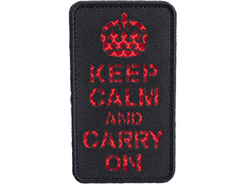 Matrix Reflective Keep Calm Morale Patch w/ Nylon Bordering (Color: Black / Red)