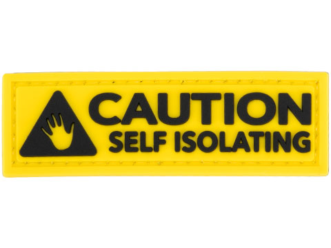 Evike.com COVID-19 Awareness PVC Morale Patches (Style: Caution Self Isolating / Yellow & Black)
