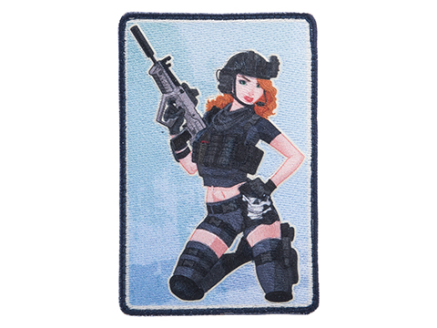 Patch Fiend Modern Pinup Girl Series Embroidered Morale Patch (Model: Black Ops)