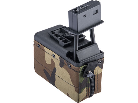 A&K 1500 Round Box Magazine with Upgraded High Strength Motor for Airsoft M249 Series AEG (Color: Woodland Camo)