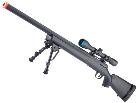 A&K SOCOM Type M24 Gas-Powered Airsoft Bolt Action Sniper Rifle w/ Fluted Barrel (Model: Black Polymer Stock)