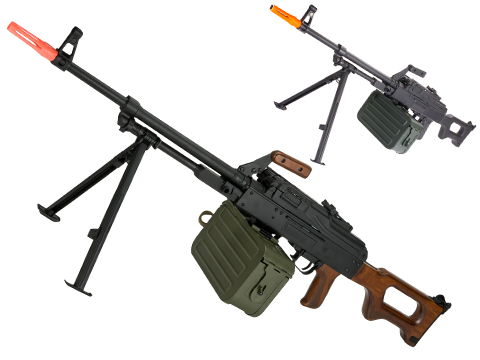 Matrix PKM Russian Battlefield Squad Automatic Weapon Airsoft Machine Gun by A&K (Furniture: Real Wood)