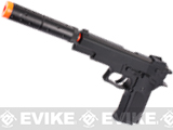 DE M9 Elite Full Size Airsoft Spring Powered Pistol w/ Mock Silencer