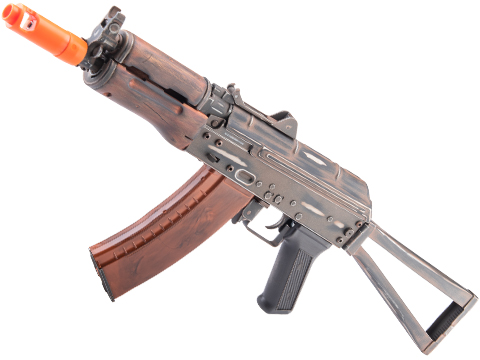 APS AK-74 Electric Blowback Airsoft AEG Rifle w/ Real Wood Furniture (Model: Battle Worn / AKS-74u)