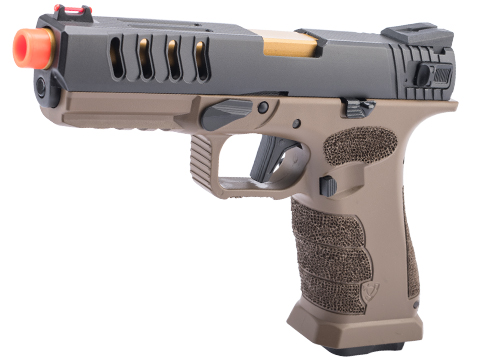 APS XTP Shark Full Automatic Select-Fire  Co2 Gas Blowback Airsoft Pistol (Color: Tan / Stippled Grip / CO2)