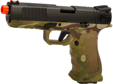 APS XTP Shark Full Automatic Select-Fire Full Metal Co2 Gas Blowback Airsoft Pistol (Color: Two-Tone Black + Multicam / Standard Grip / CO2)